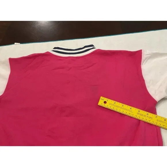 Women Girls Maine Spell Out Varsity Bomber Jacket Barbiecore Full Zip M 44”Chest - Picture 12 of 16